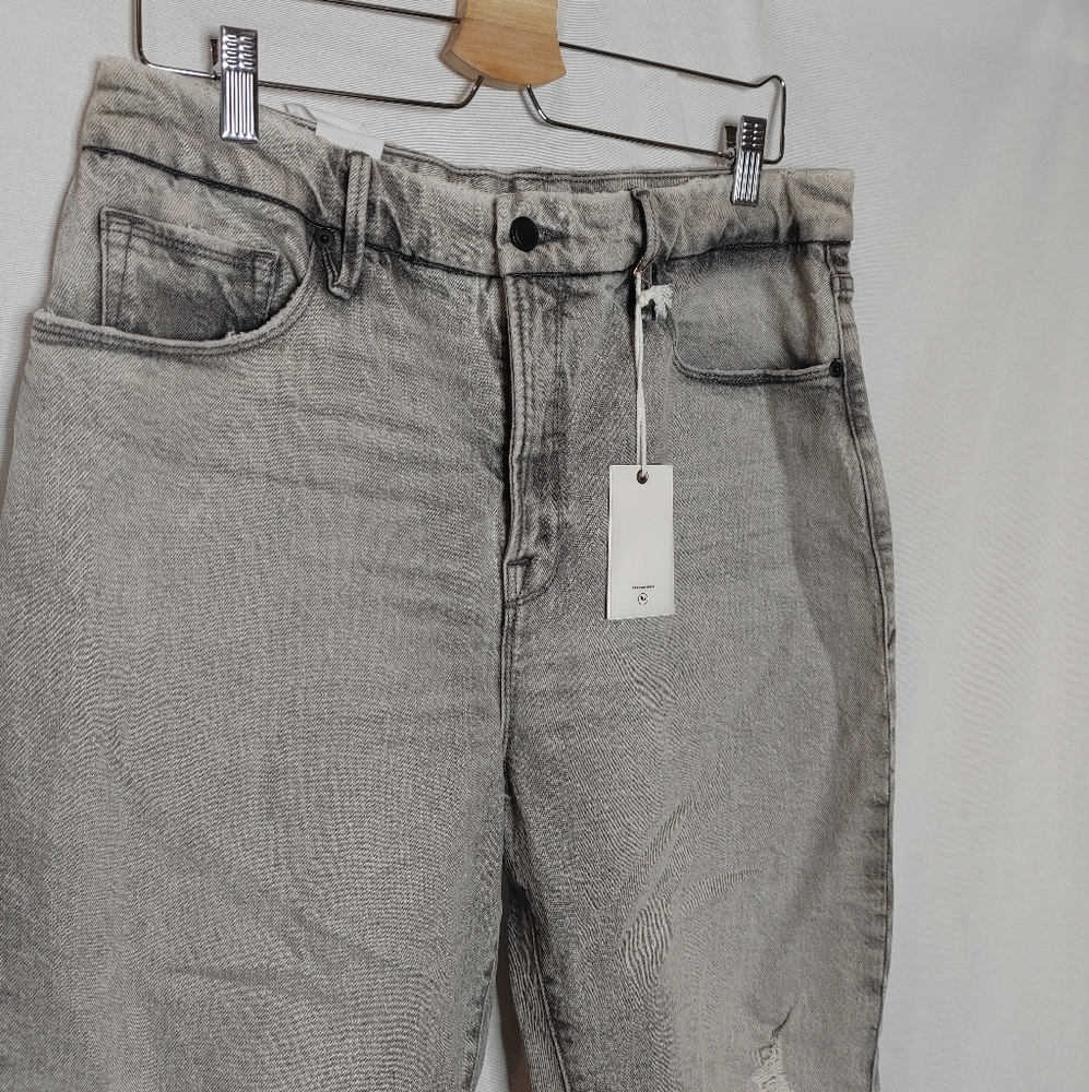 Good American Good Boy Distressed Jeans‎ Style# GBFH062BT 12 31 Washed Gray NEW - Picture 5 of 8